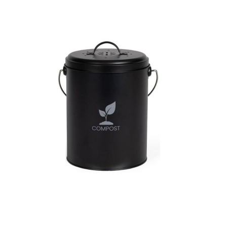 Seau a compost de cuisine - LIVOO - MES154N - 6 L - Ø18 cm - Hauteur 23 cm - Corps et couvercle en métal - Filtre charbon