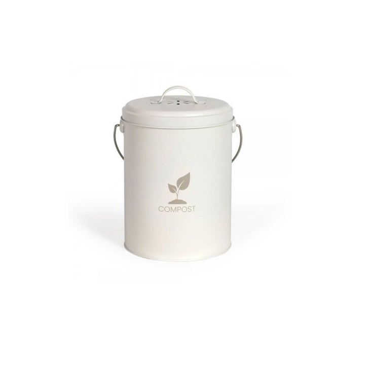 Seau a compost de cuisine - LIVOO - MES154C - 6 L - Ø18 cm - Hauteur 23 cm - Corps et couvercle en métal - Filtre charbon