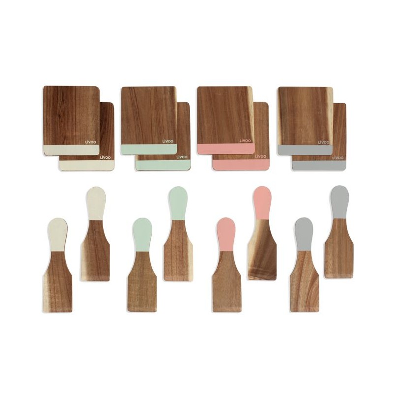 Set d'accessoires pour raclette - LIVOO - MEN427 - En acacia - 8 spatu Set d'accessoires pour raclette - LIVOO - MEN427 - En acacia - 8 spatu