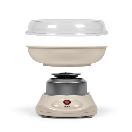 Machine a barbe a papa - LIVOO - DOM468C - 450W - Cuve et couvercle amovibles - Cuillere doseuse et 10 sticks en bambou inclus