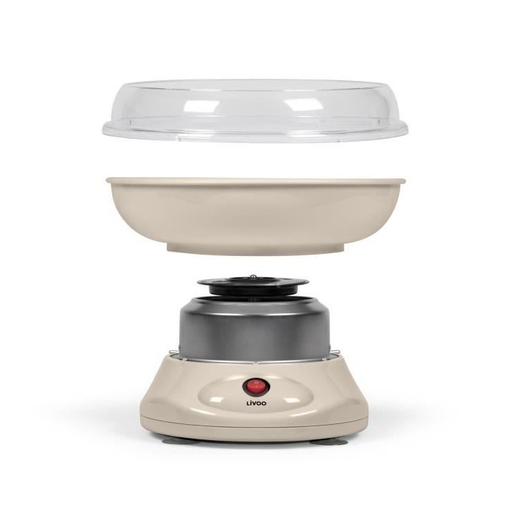 Machine a barbe a papa - LIVOO - DOM468C - 450W - Cuve et couvercle amovibles - Cuillere doseuse et 10 sticks en bambou inclus Machine a barbe a papa - LIVOO - DOM468C - 450W - Cuve et couvercle amovibles - Cuillere doseuse et 10 sticks en bambou inclus