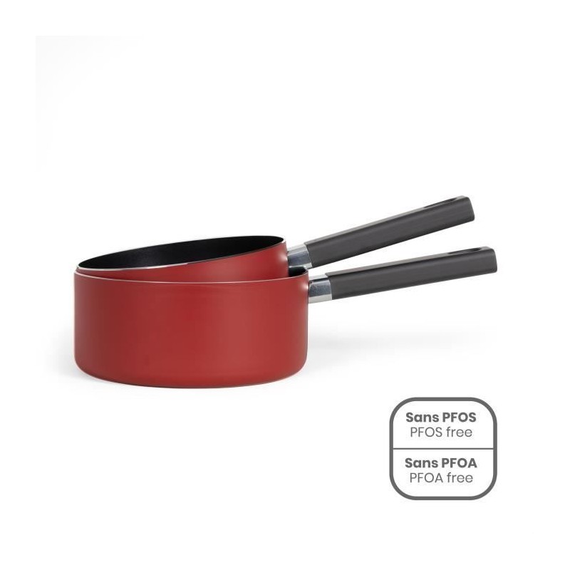 Set de 2 casseroles - LIVOO - MEP154R - Antiadhésif sans PFOA - Manch