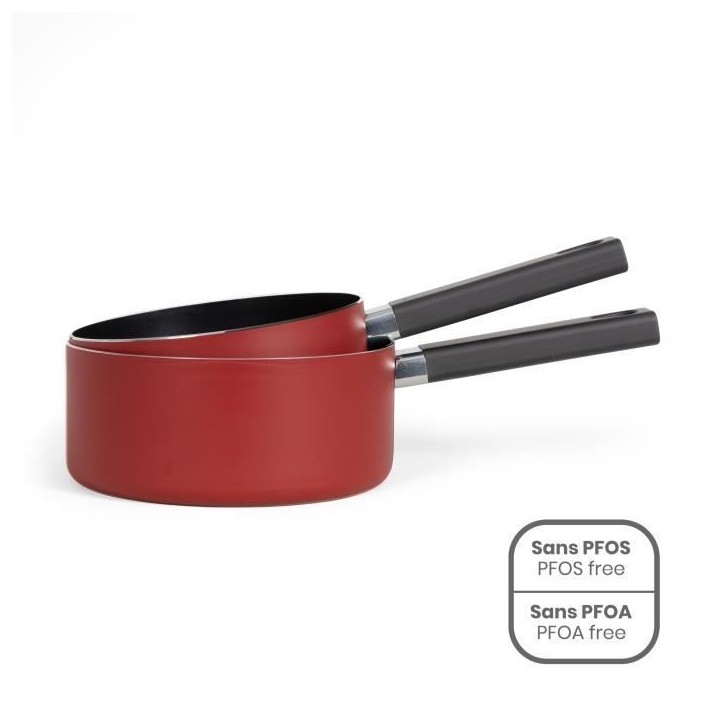 Set de 2 casseroles - LIVOO - MEP154R - Antiadhésif sans PFOA - Manche silicone - Tous feux Set de 2 casseroles - LIVOO - MEP154R - Antiadhésif sans PFOA - Manche silicone - Tous feux