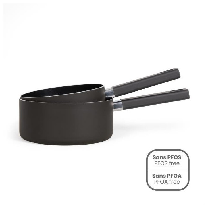 Set de 2 casseroles - LIVOO - MEP154N - Antiadhésif sans PFOA - Manche silicone - Tous feux Set de 2 casseroles - LIVOO - MEP154N - Antiadhésif sans PFOA - Manche silicone - Tous feux