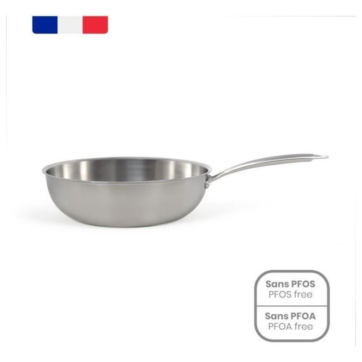 Wok en acier inoxydable - LIVOO - MEP162 - Ø 28 cm - Acier inoxydable - Tous feux dont induction et four - Made in France Wok en acier inoxydable - LIVOO - MEP162 - Ø 28 cm - Acier inoxydable - Tous feux dont induction et four - Made in France
