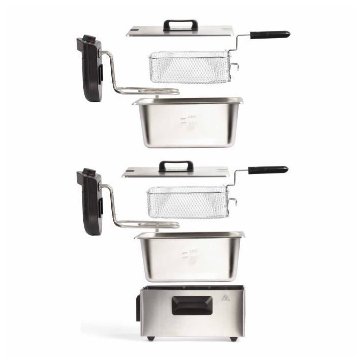 Friteuse double LIVOO DOC217 - 2 x 3 L - Inox 3300W - Noir + Gris Friteuse double LIVOO DOC217 - 2 x 3 L - Inox 3300W - Noir + Gris