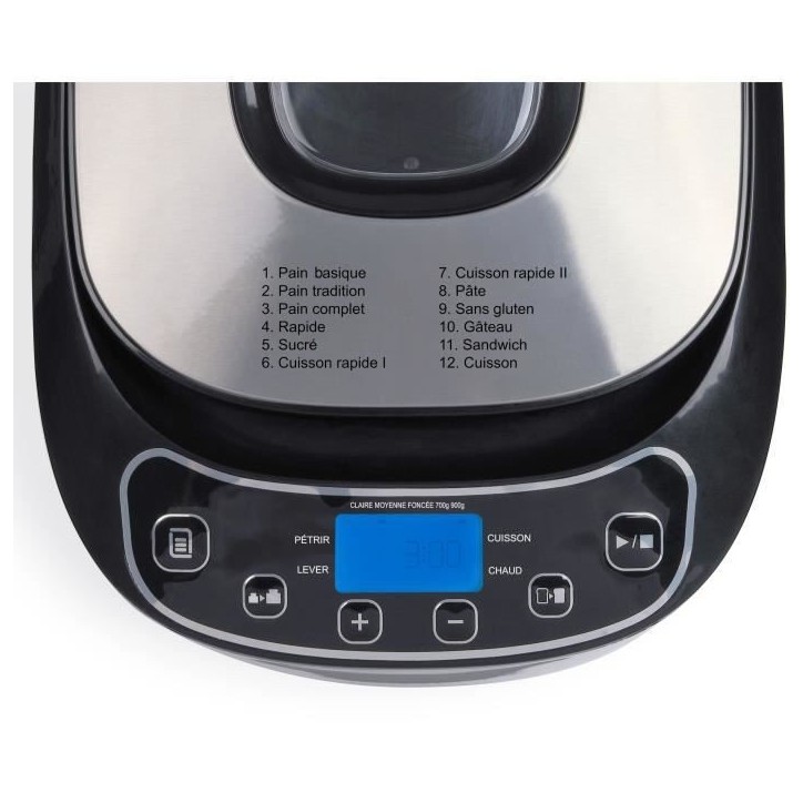 Machine a pain - LIVOO - DOP218 - 550W - 12 programmes - Cuve amovible en aluminium - Ecran LCD - 3 accesssoires inclus