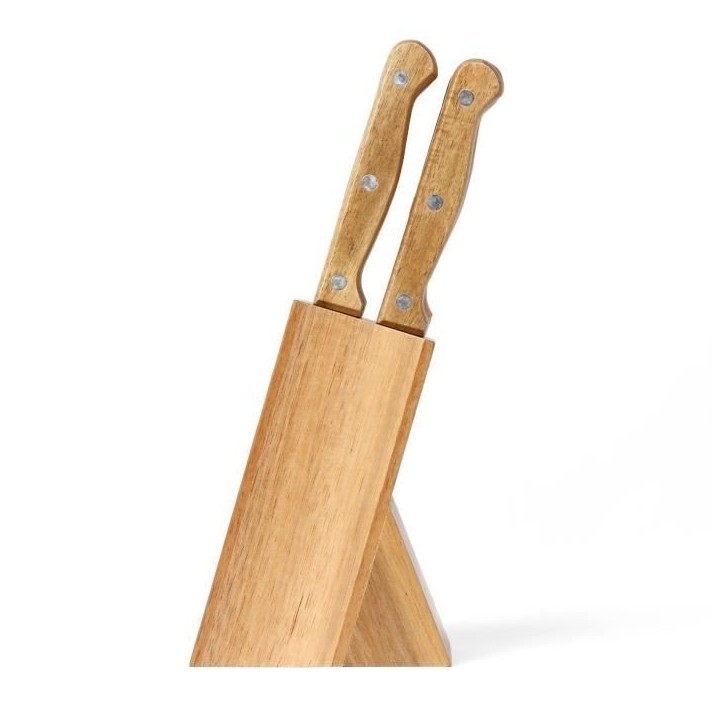 Set de 6 couteaux a steak avec support - LIVOO - MEC133 - 11 cm - Acier inoxydable - Epaisseur 1,2 mm - En bois d'acacia - 3 riv Set de 6 couteaux a steak avec support - LIVOO - MEC133 - 11 cm - Acier inoxydable - Epaisseur 1,2 mm - En bois d'acacia - 3 riv