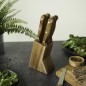 Set de 6 couteaux a steak avec support - LIVOO - MEC133 - 11 cm - Acier inoxydable - Epaisseur 1,2 mm - En bois d'acacia - 3 riv