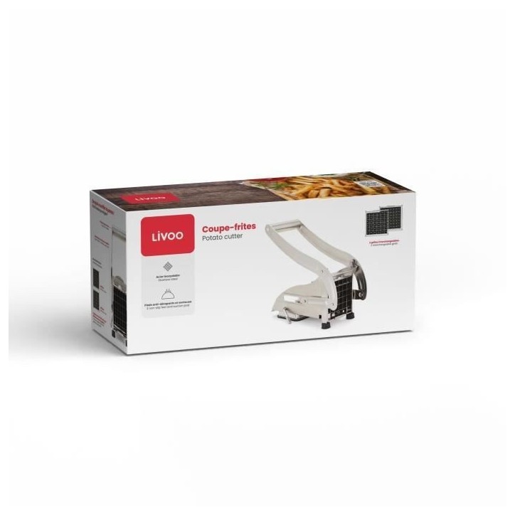 Coupe-frites - LIVOO - MEN410 - Acier inoxydable - 2 grilles - Pieds antidérapants et ventouse - Grilles compatible lave-vaisse Coupe-frites - LIVOO - MEN410 - Acier inoxydable - 2 grilles - Pieds antidérapants et ventouse - Grilles compatible lave-vaisse