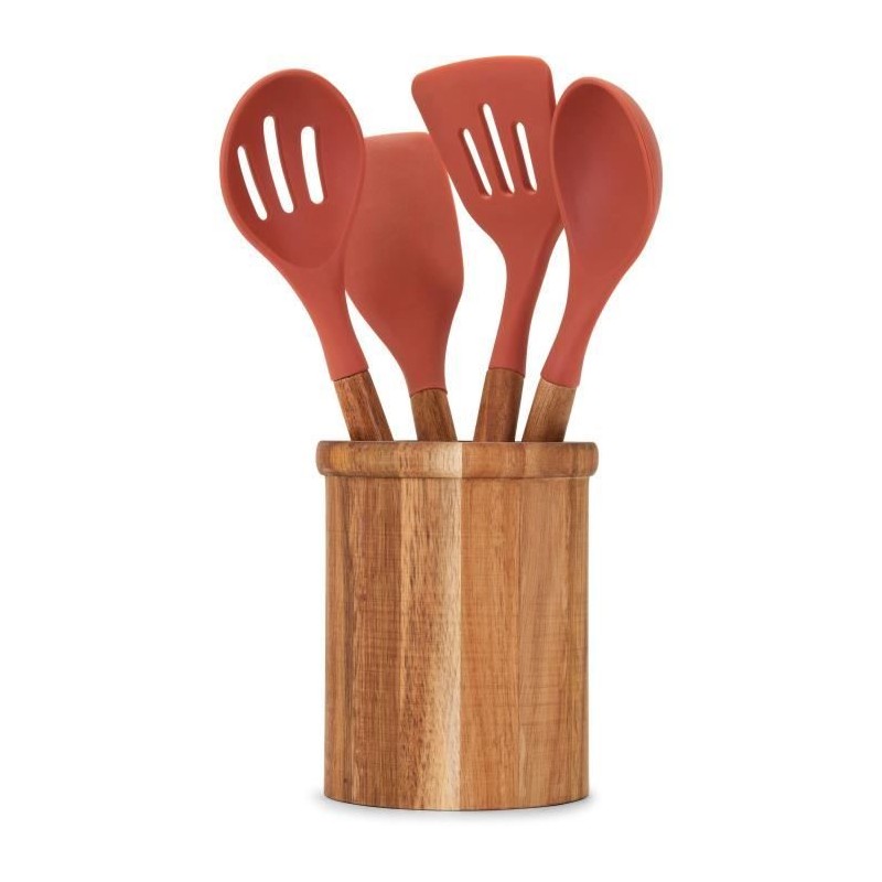 Set de 4 ustensiles - LIVOO - MES153 - Pot et ustensiles acacia FSC -