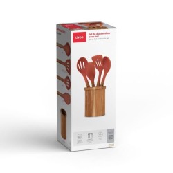 Set de 4 ustensiles - LIVOO - MES153 - Pot et ustensiles acacia FSC -