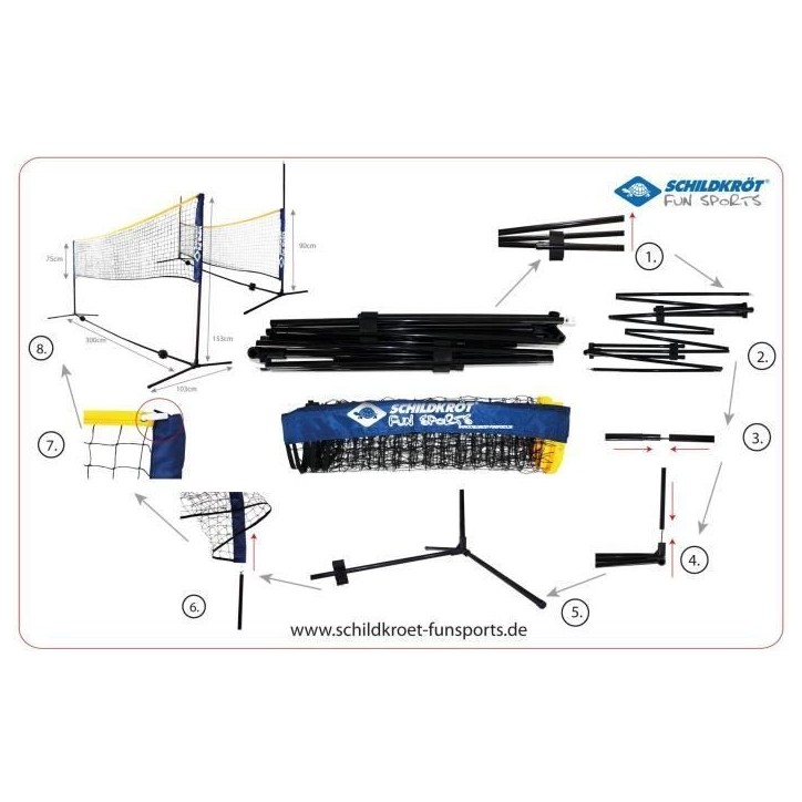 Set de badminton - SCHILDKRÖT - Set complet filet avec poche de rangement / transport - 300 x 155 cm Set de badminton - SCHILDKRÖT - Set complet filet avec poche de rangement / transport - 300 x 155 cm