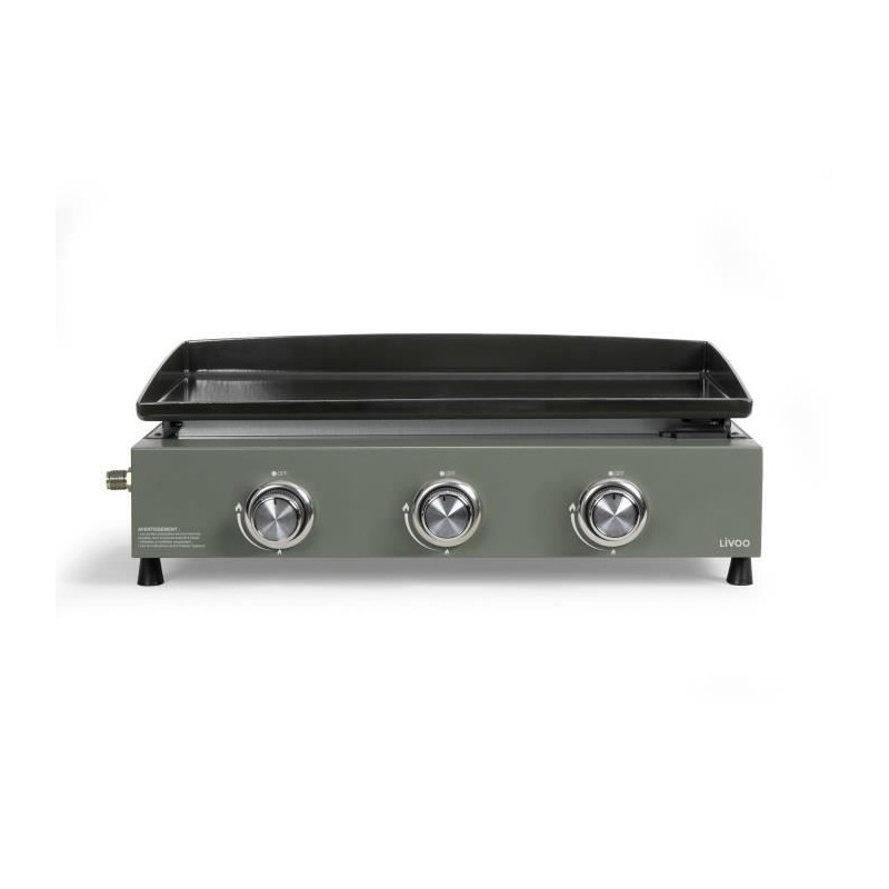 Plancha gaz - LIVOO - DOC324 - 3 brûleurs - Vert / Noir
