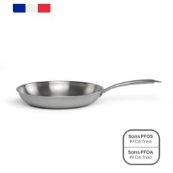 Poele Acier inoxydable 18/10 Triply Brigade 24 cm - LIVOO - MEP158 - T