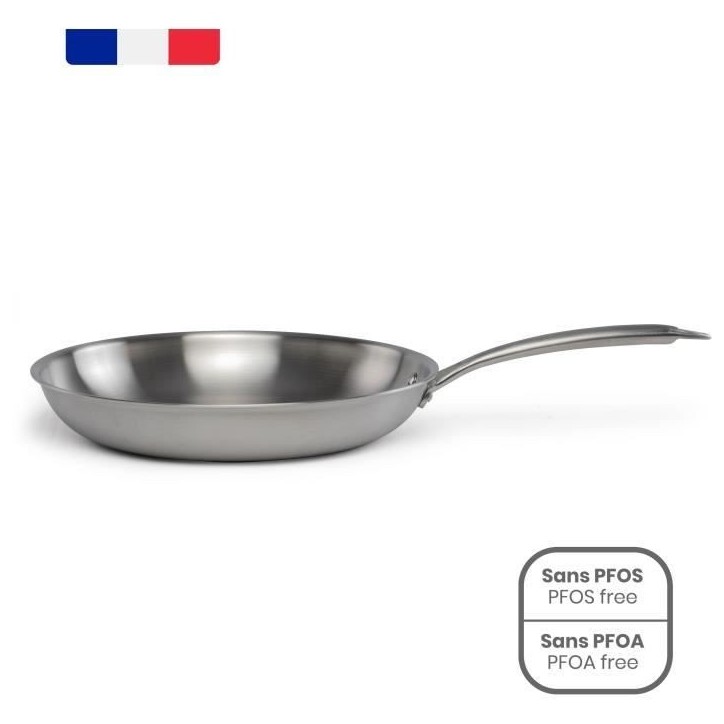 Poele Acier inoxydable 18/10 Triply Brigade 28 cm - LIVOO - MEP159 - Tous feux dont induction - Made in France Poele Acier inoxydable 18/10 Triply Brigade 28 cm - LIVOO - MEP159 - Tous feux dont induction - Made in France