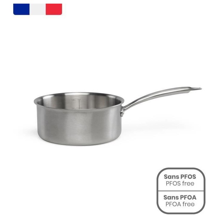 Casserole en acier inoxydable 18/10 Brigade 18 cm - LIVOO - MEP160 - Acier inox. Triply - Tous feux dont induction - Made in Fra Casserole en acier inoxydable 18/10 Brigade 18 cm - LIVOO - MEP160 - Acier inox. Triply - Tous feux dont induction - Made in Fra