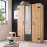 Armoire CORFOU - Décor Chene et gris anthracite + Miroir - 3 portes b