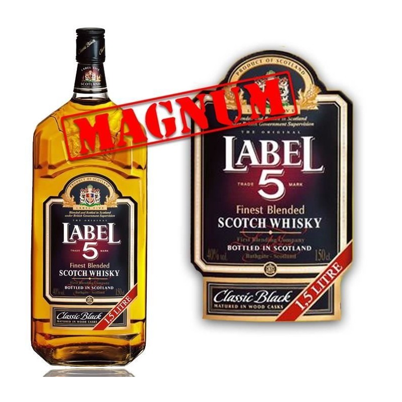 Whisky Label 5 - Blended whisky - Ecosse - 40%vol - 150cl Whisky Label 5 - Blended whisky - Ecosse - 40%vol - 150cl