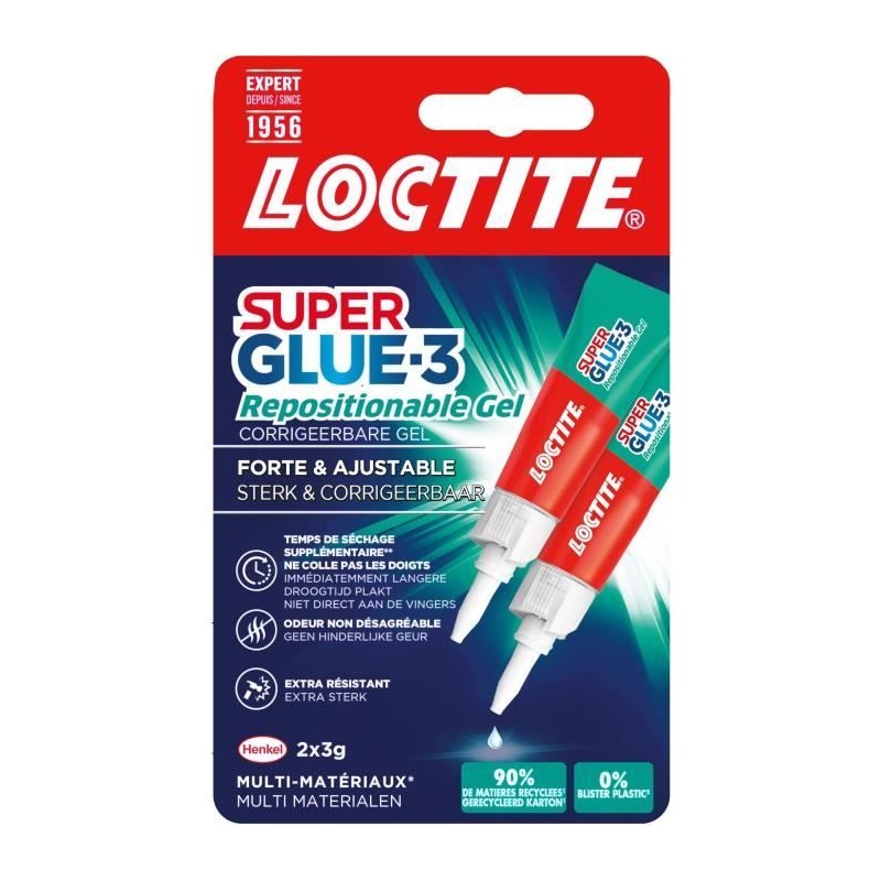 Colles Cyanoacrylates - LOCTITE - SUPERGLUE-3 - Repositionable - Gel 3 Colles Cyanoacrylates - LOCTITE - SUPERGLUE-3 - Repositionable - Gel 3