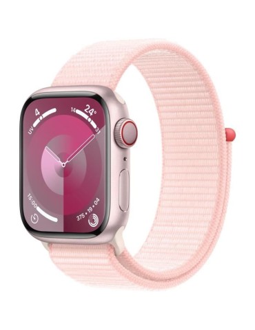 Apple Watch Series 9 GPS + Cellular - 41mm - Boîtier Pink Aluminium - Bracelet Light Pink Sport Loop