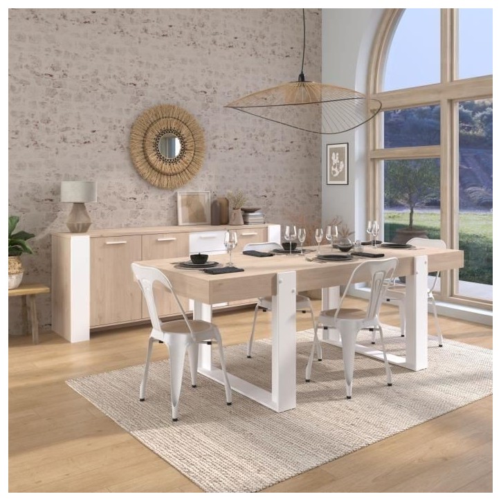 Buffet bas - LOFT - Chene / Blanc - 3 portes - 3 tiroirs - PARISOT Buffet bas - LOFT - Chene / Blanc - 3 portes - 3 tiroirs - PARISOT