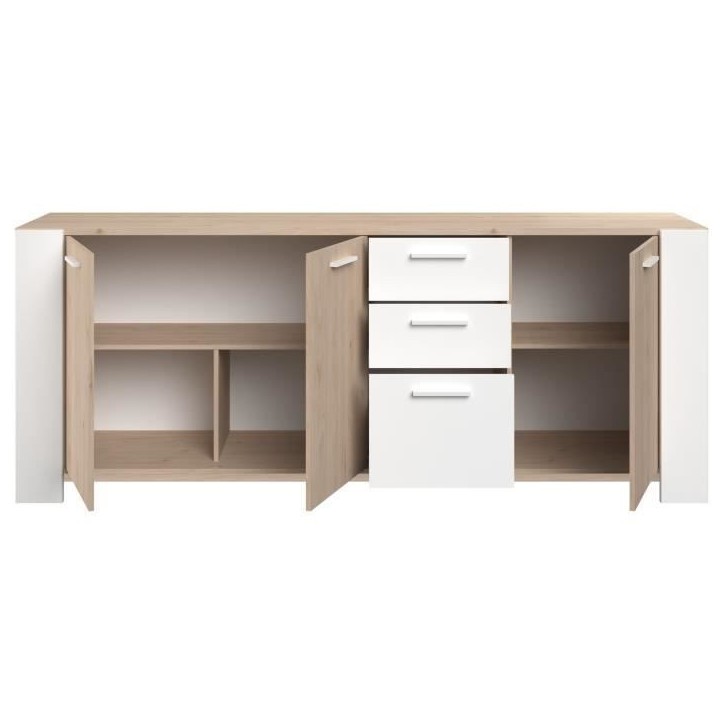 Buffet bas - LOFT - Chene / Blanc - 3 portes - 3 tiroirs - PARISOT Buffet bas - LOFT - Chene / Blanc - 3 portes - 3 tiroirs - PARISOT