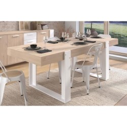 Table a manger - LOFT - Rectangulaire - Chene / Blanc - 8 personnes -