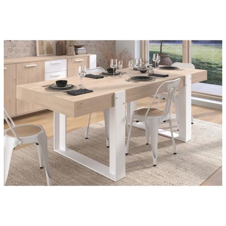 Table a manger - LOFT - Rectangulaire - Chene / Blanc - 8 personnes - 223,9 x 93 x 78,6 - PARISOT Table a manger - LOFT - Rectangulaire - Chene / Blanc - 8 personnes - 223,9 x 93 x 78,6 - PARISOT