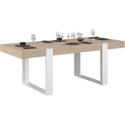 Table a manger - LOFT - Rectangulaire - Chene / Blanc - 8 personnes -