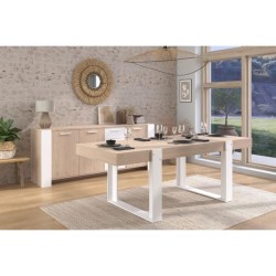 Table a manger - LOFT - Rectangulaire - Chene / Blanc - 8 personnes -