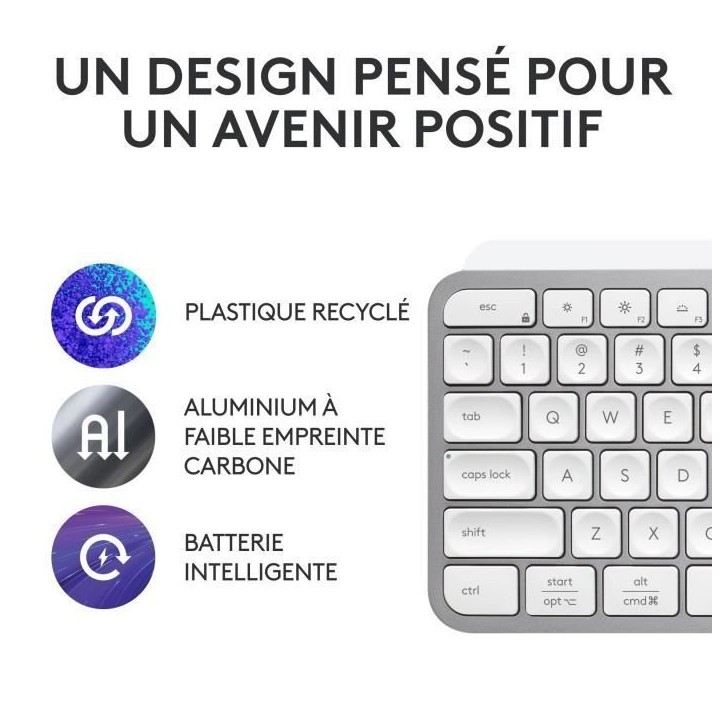Clavier - Sans fil - Logitech - MX Keys S - AZERTY -Gris pâle Clavier - Sans fil - Logitech - MX Keys S - AZERTY -Gris pâle