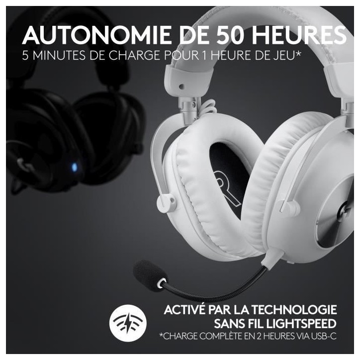 Casque gamer - Sans fil - Logitech G - Pro X 2 - Bluetooth - PS5, PS4, PC - Blanc Casque gamer - Sans fil - Logitech G - Pro X 2 - Bluetooth - PS5, PS4, PC - Blanc