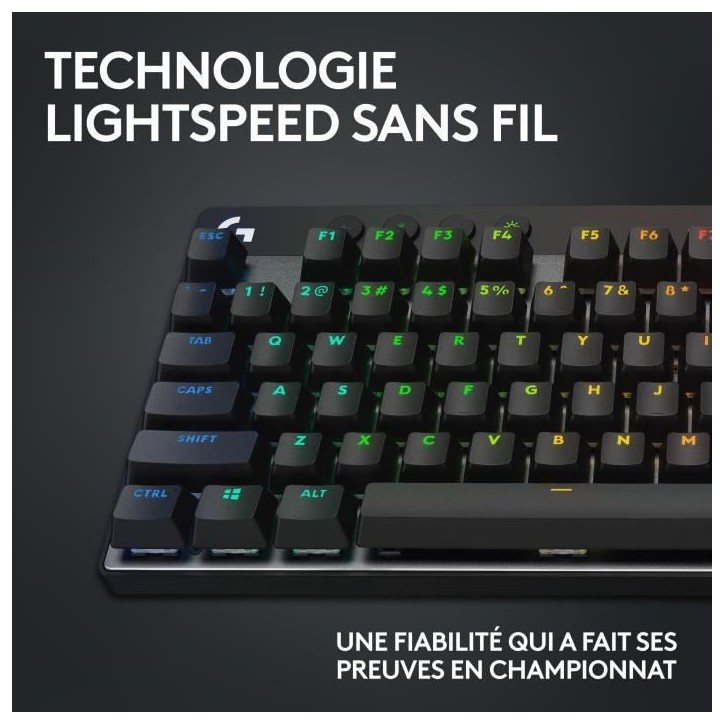 Clavier gamer - Sans fil - Logitech G Pro X TKL Lightspeed - AZERTY - Mécanique - Rétroéclairé - Noir Clavier gamer - Sans fil - Logitech G Pro X TKL Lightspeed - AZERTY - Mécanique - Rétroéclairé - Noir