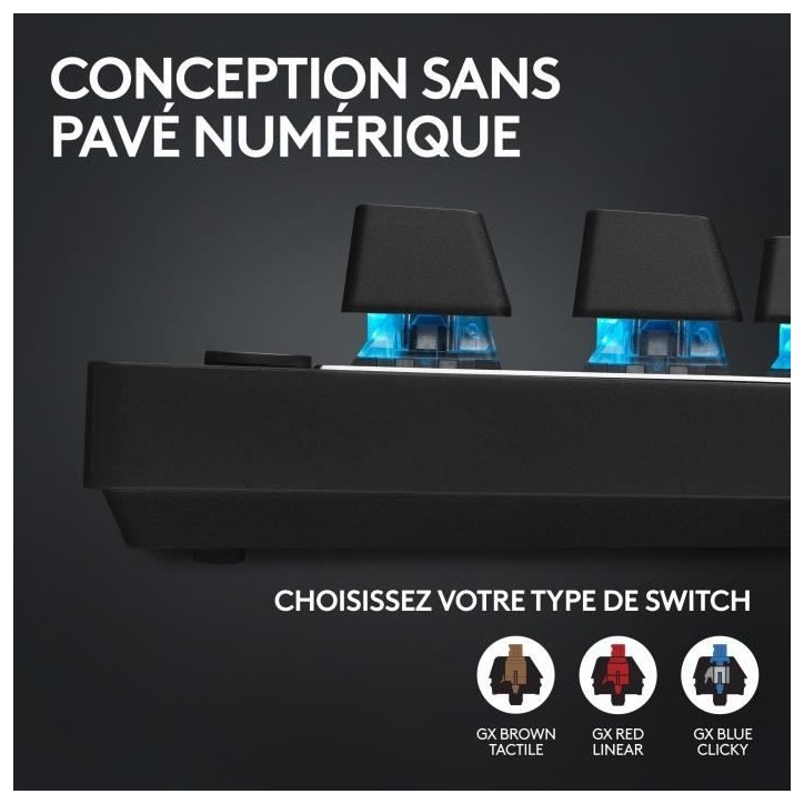 Clavier gamer - Sans fil - Logitech G Pro X TKL Lightspeed - AZERTY - Mécanique - Rétroéclairé - Noir Clavier gamer - Sans fil - Logitech G Pro X TKL Lightspeed - AZERTY - Mécanique - Rétroéclairé - Noir