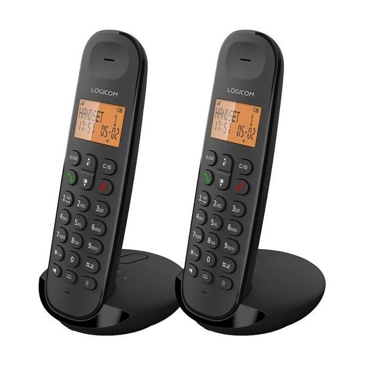 Téléphone fixe sans fil - LOGICOM - DECT ILOA 255T DUO - Noir - Avec répondeur Téléphone fixe sans fil - LOGICOM - DECT ILOA 255T DUO - Noir - Avec répondeur