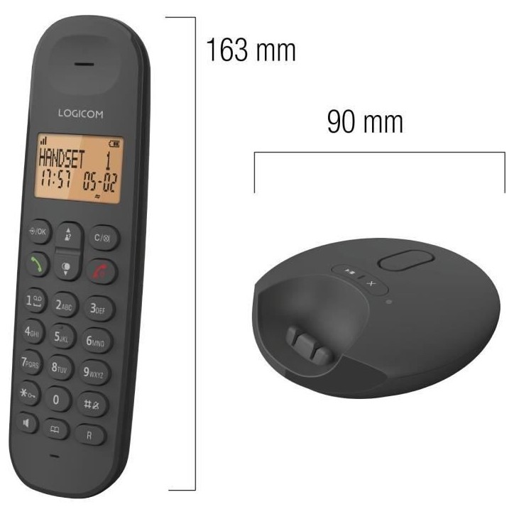 Téléphone fixe sans fil - LOGICOM - DECT ILOA 255T DUO - Noir - Avec répondeur Téléphone fixe sans fil - LOGICOM - DECT ILOA 255T DUO - Noir - Avec répondeur