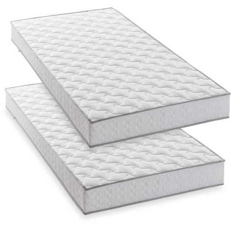 Lot de 2 matelas - 90 x 190 cm - Mousse - 14 cm - 5 zones de confort - DEKO DREAM - Hahtuva