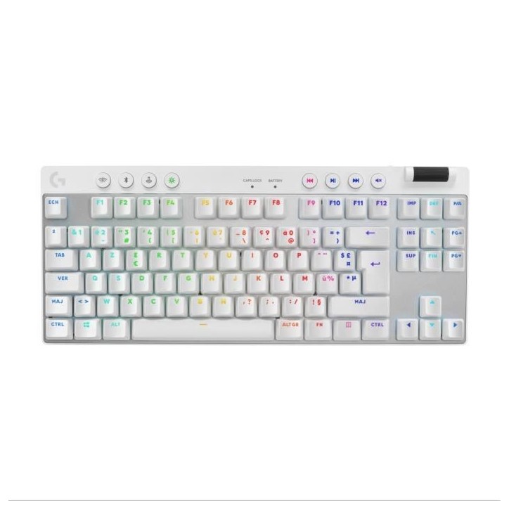 Clavier gamer - Sans fil - Logitech G - Pro X TKL Lightspeed - AZERTY - Mécanique - Rétroéclairé - Blanc Clavier gamer - Sans fil - Logitech G - Pro X TKL Lightspeed - AZERTY - Mécanique - Rétroéclairé - Blanc