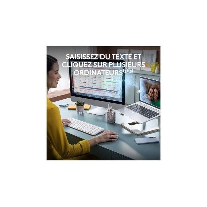 Ensemble Clavier Souris - Sans fil - Logitech - MK950 Signature - AZERTY - Blanc