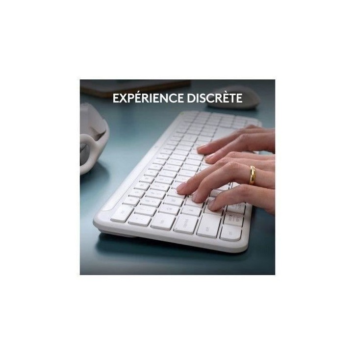 Ensemble Clavier Souris - Sans fil - Logitech - MK950 Signature - AZERTY - Blanc