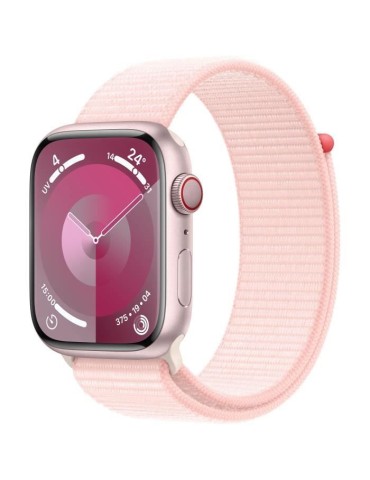 Apple Watch Series 9 GPS + Cellular - 45mm - Boîtier Pink Aluminium - Bracelet Light Pink Sport Loop