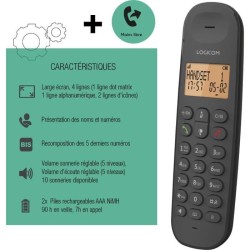 Téléphone fixe sans fil - LOGICOM - DECT ILOA 150 SOLO - Noir - Sans