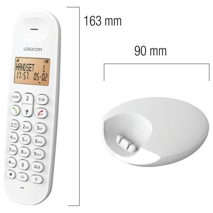 Téléphone fixe sans fil - LOGICOM - DECT ILOA 150 SOLO - Blanc - Sans répondeur Téléphone fixe sans fil - LOGICOM - DECT ILOA 150 SOLO - Blanc - Sans répondeur