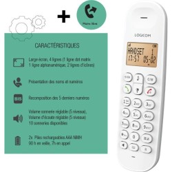 Téléphone fixe sans fil - LOGICOM - DECT ILOA 150 SOLO - Blanc - San