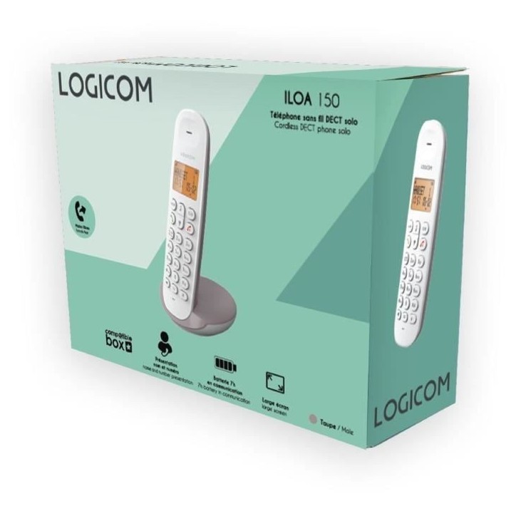 Téléphone fixe sans fil - LOGICOM - DECT ILOA 150 SOLO - Taupe - Sans répondeur Téléphone fixe sans fil - LOGICOM - DECT ILOA 150 SOLO - Taupe - Sans répondeur
