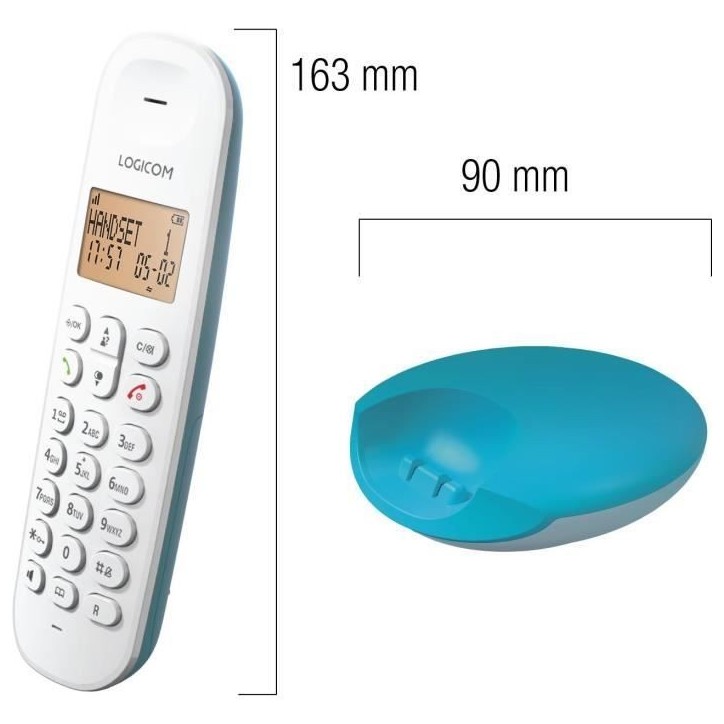 Téléphone fixe sans fil - LOGICOM - DECT ILOA 150 SOLO - Turquoise - Sans répondeur Téléphone fixe sans fil - LOGICOM - DECT ILOA 150 SOLO - Turquoise - Sans répondeur