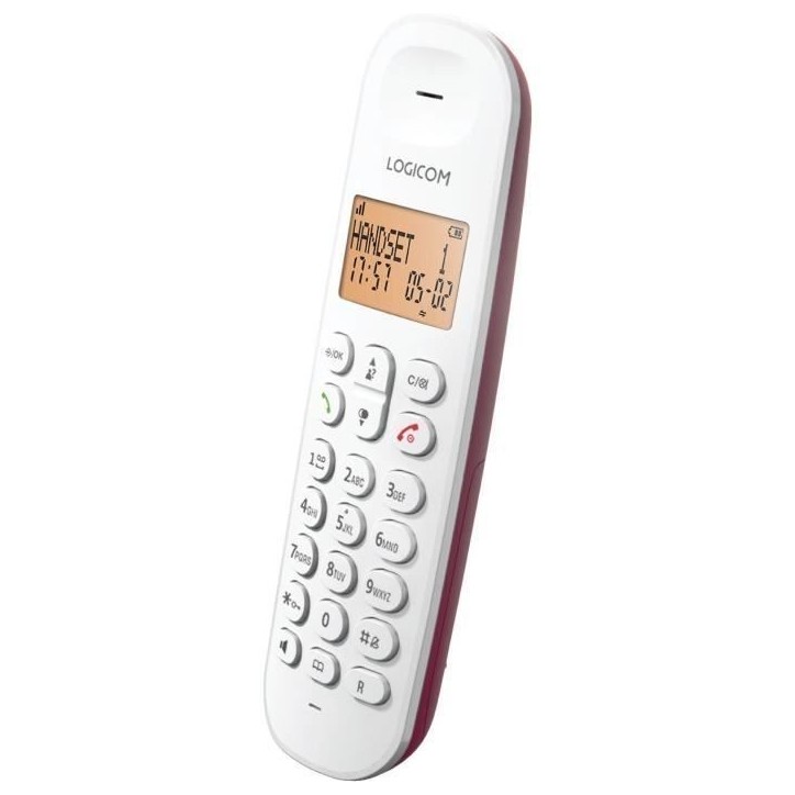 Téléphone fixe sans fil - LOGICOM - DECT ILOA 150 SOLO - Framboise - Sans répondeur Téléphone fixe sans fil - LOGICOM - DECT ILOA 150 SOLO - Framboise - Sans répondeur