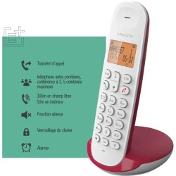 Téléphone fixe sans fil - LOGICOM - DECT ILOA 150 SOLO - Framboise -