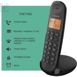 Téléphone fixe sans fil - LOGICOM - DECT ILOA 155T SOLO - Noir - Ave